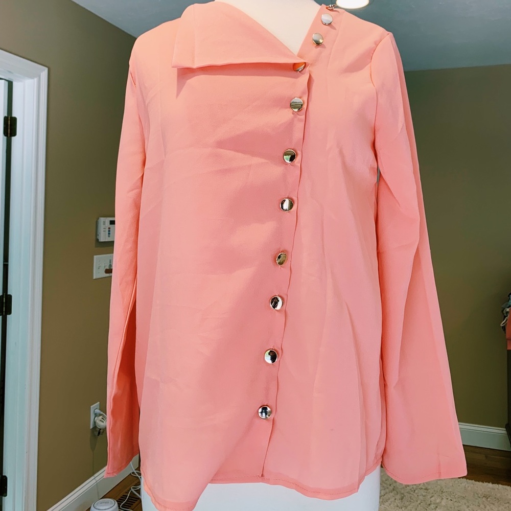 Funky Blouse with Asymmetrical Buttons